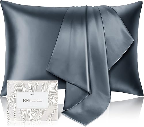 Funda de almohada de seda de morera 100 % pura para cabello y piel, resistente a los alérgenos, doble cara, 600 hilos de seda con cremallera oculta,