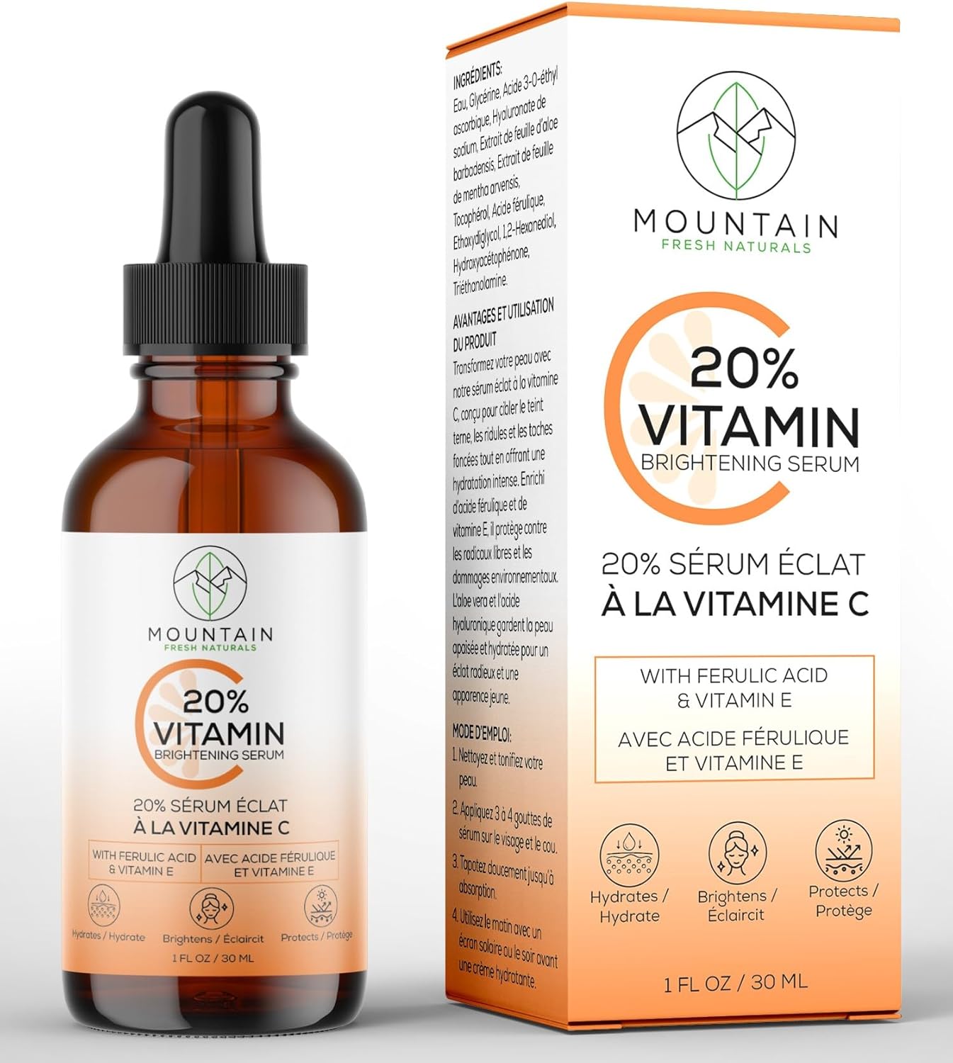 Vitamin C Serum – 20% 3-0-Ethyl Ascorbic Acid, Ferulic Acid & Vitamin E – Brightening, Hydrating, Anti-Aging Serum for Dark Spots, Uneven Skin Tone & Wrinkles – 30mL / 1 fl oz Vitamin C Serum – 20% 3-0-Ethyl Ascorbic Acid, Ferulic Acid & Vitamin E – Brightening, Hydrating, Anti-Aging Serum for Dark Spots, Uneven Skin Tone & Wrinkles – 30mL / 1 fl oz