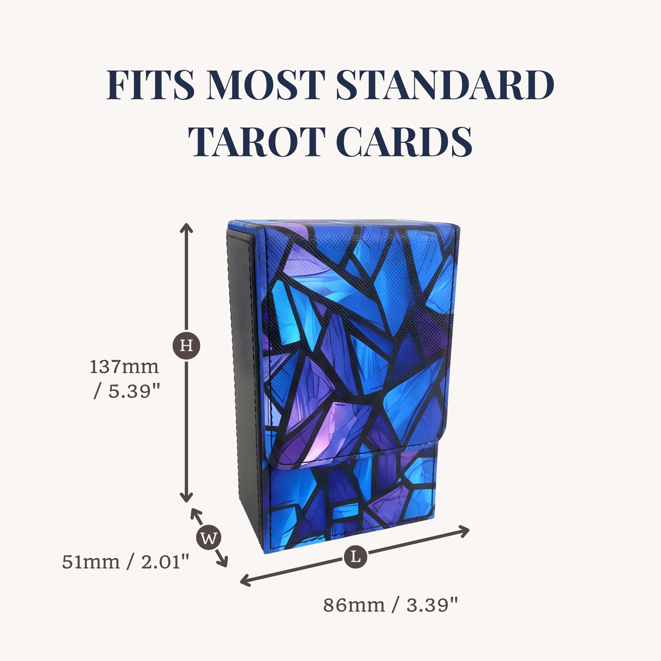 Boltquan Tarot Card Holder with Blue Interior, Fold-Top Case with Magnetic Lid Closure, Fits Standard Tarot Decks - Image 3