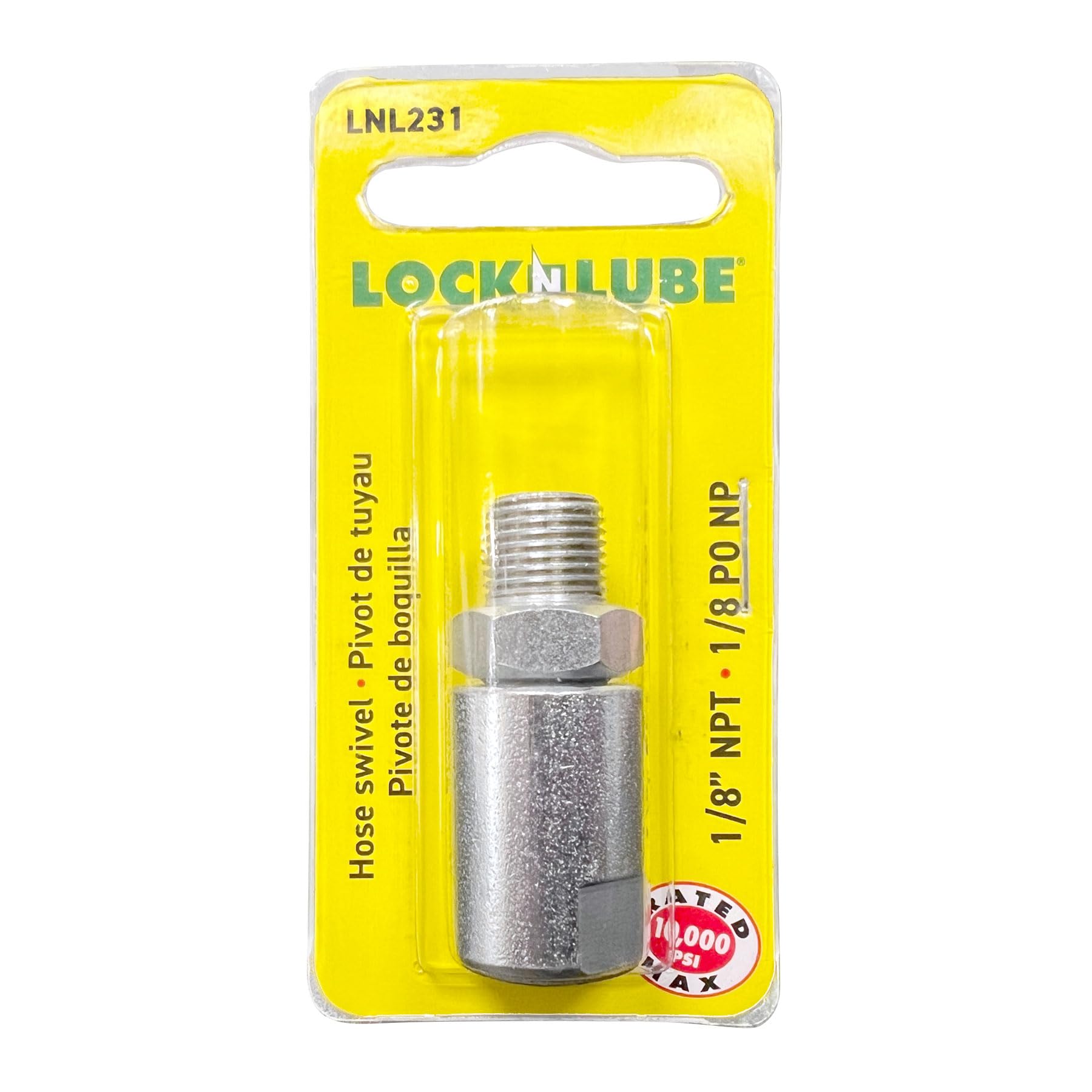 LockNLube Grease Gun Hose Swivel - Rated to 10,000 PSI