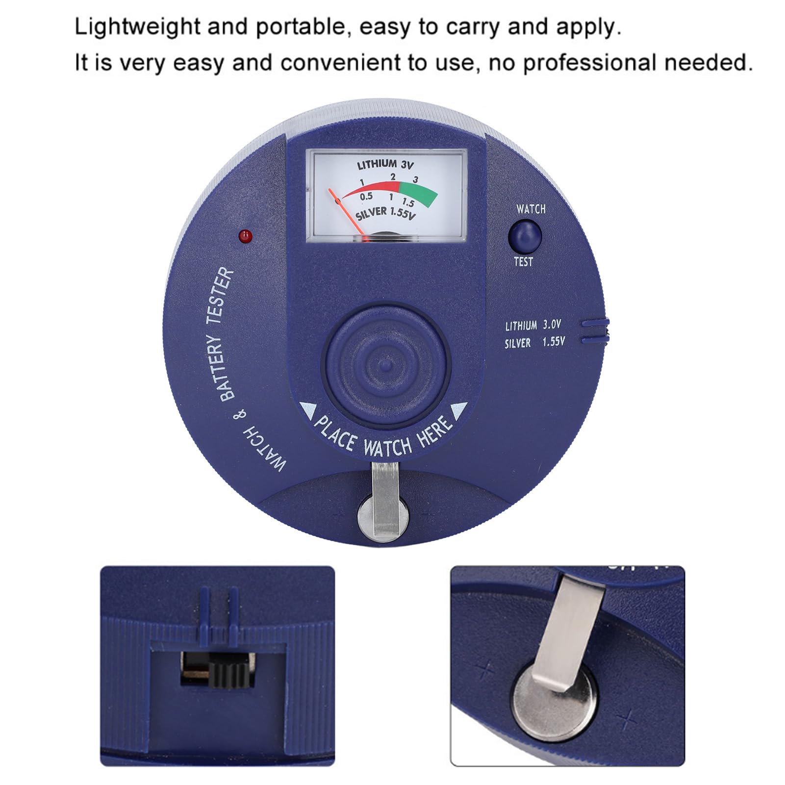 Testatore di batterie per orologi da polso e pile a bottone – Analizzatore portatile per batterie da,5 V e 3 V con rilevamento quarzo e test impulsi integrato