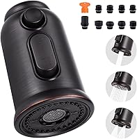 ALEASHA Pull Down Faucet Head Replacement: 3-Function Spray Head with 9 Adapters, Oil Rubbed Bronze, Fits American Standard, Moen, Kohler