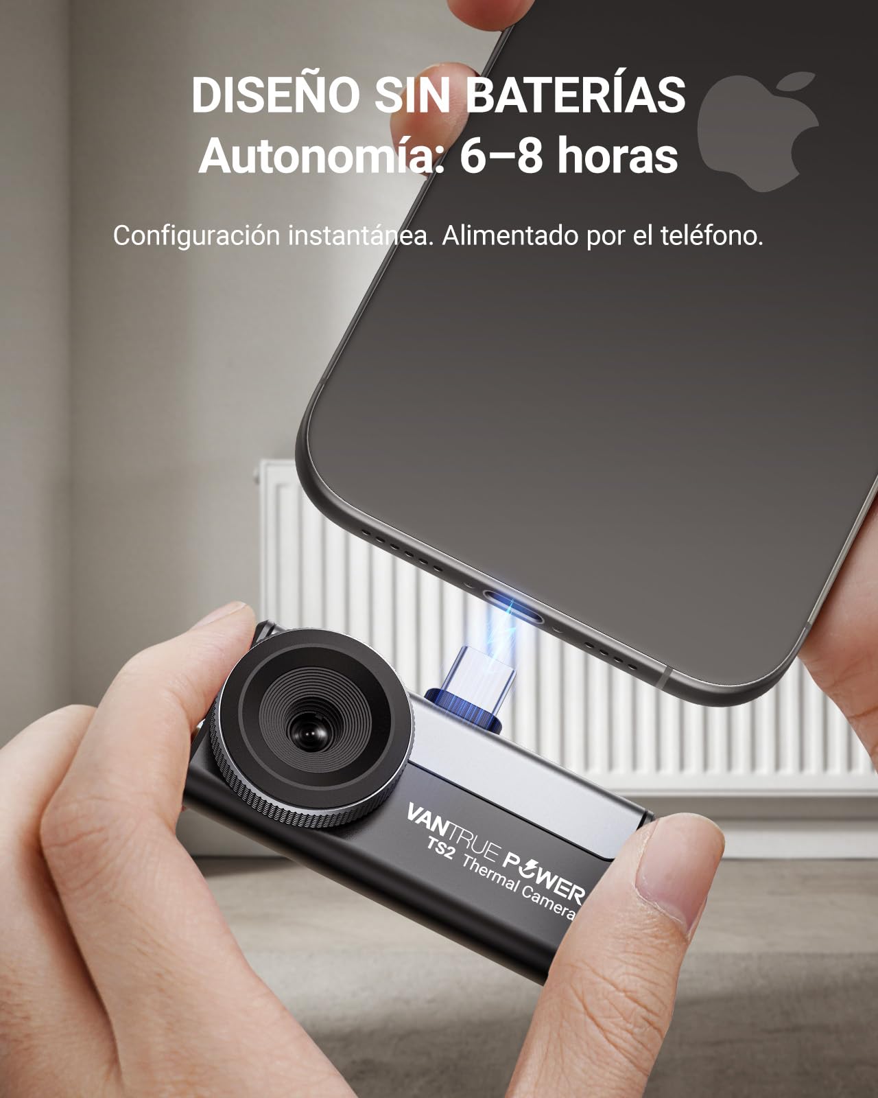 TS2 Cámara Térmica Termográfica Infrarroja para iOS/iPad/Android, Visión Macro de 8 mm, Objetivo Manual, Superresolución 512x384, Thermal Imager, de -20 °C a 550 °C, para Inspección HVAC