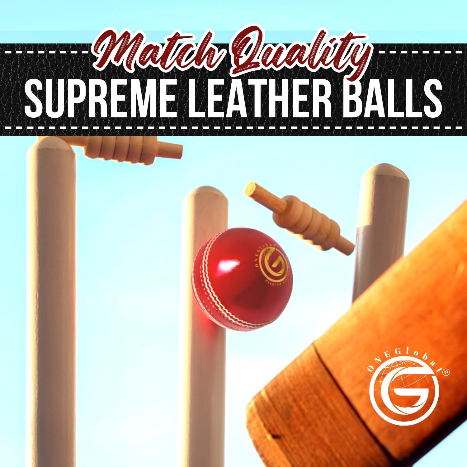 Supreme Cricketball aus echtem Leder, Lederball mit handgenähter Naht, hochwertige harte Bälle für Club- und Liga-Spiele (Senioren, 156 g, Junioren 135 g, Damen 142 g)