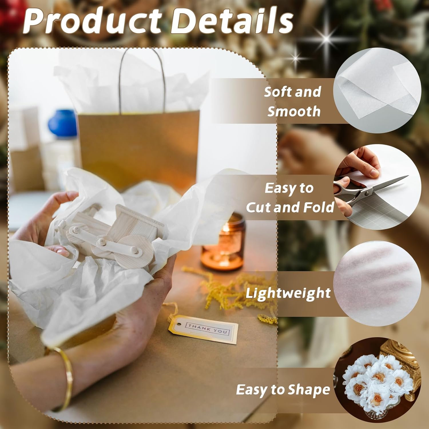 White Tissue Paper Bulk 600 Sheets 20x30 | Acid Free Archival Wrapping Paper for Gift Bags, Storage Packaging,Ideal for Birthday Wedding Christmas Art Crafts