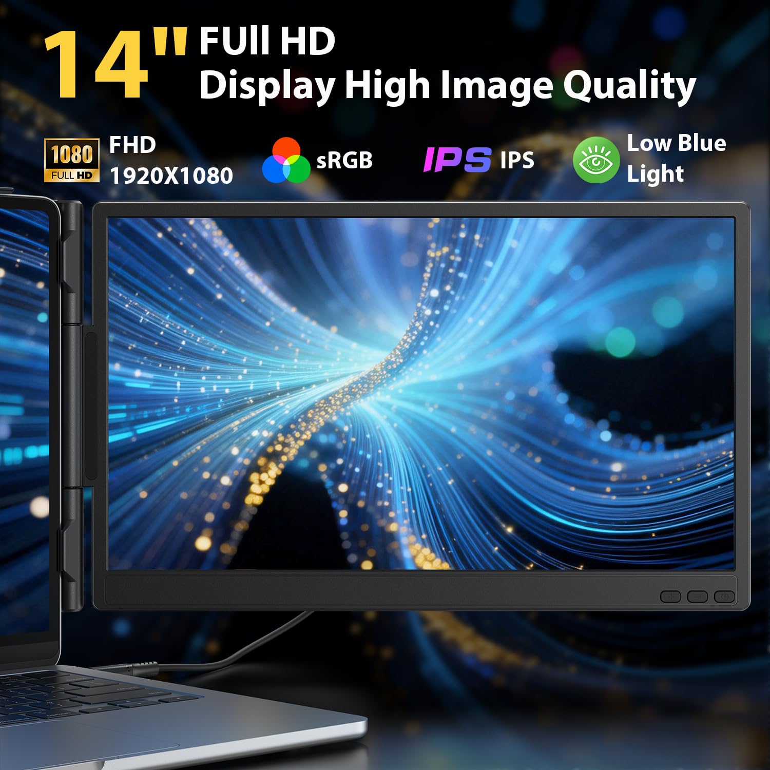 SMISEACOW Laptop Screen Extender Triple 15.6", 1080P FHD IPS 0.18" Ultra-Slim & 3.9 lbs, Plug-Play Portable Monitor for Laptops Fits 12-17.3" Laptops, Compatible with Win/Mac/Android thumbnail 8