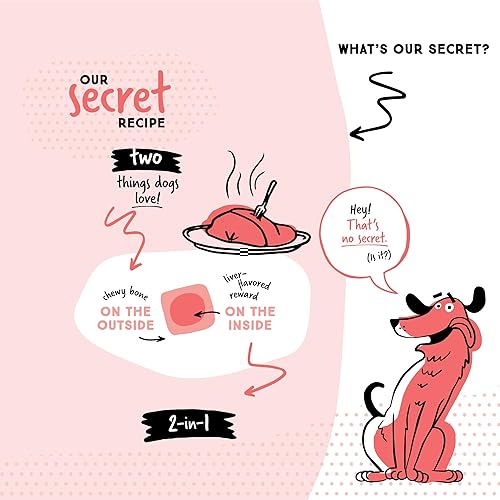 Miniatura 3 de Ultra Chewy Huesos de doble sabor de hígado golosinas para perros duraderas hechas en Estados Unidos para razas grandes y pequeñas, altamente