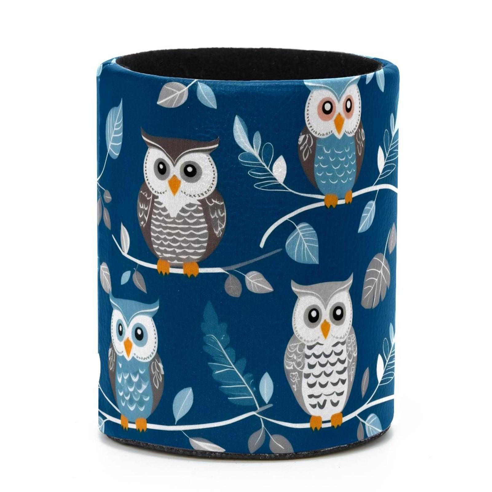 VAPOKF Round Pencil Holders for Desk, Cute Owl Pen Holders Pen Pot Makeup Brushes Storage Desktop Stationery Supplies Organiser for Home Office