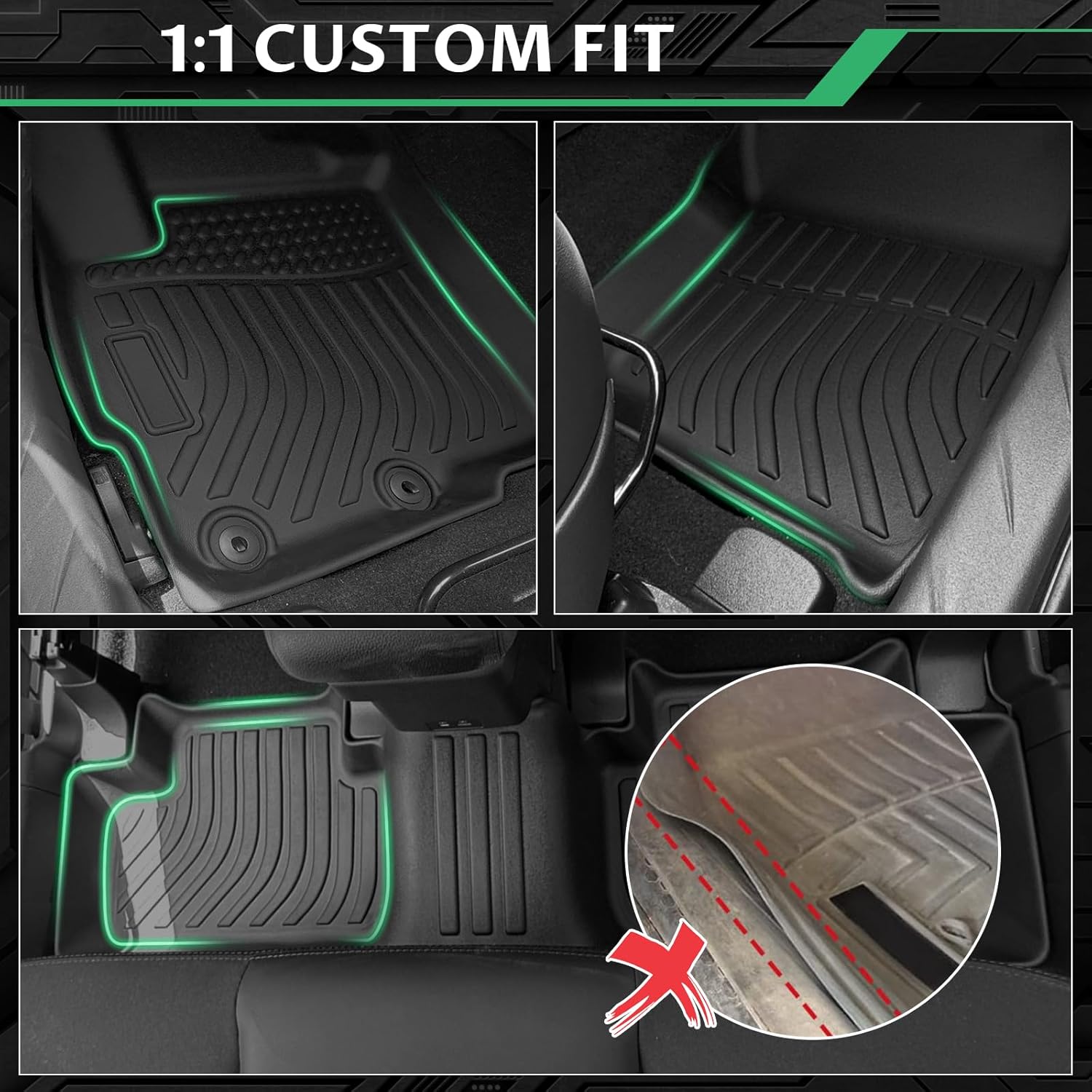 Floor Mats for Mitsubishi Outlander Sport 2011-2024, Outlander Sport Floor Mats Full Set Custom Fit Floor Liners & Backrest Mat & Cargo Liner, TPE Summer Winter Non-Slip Waterproof Mats Accessories - Image 3