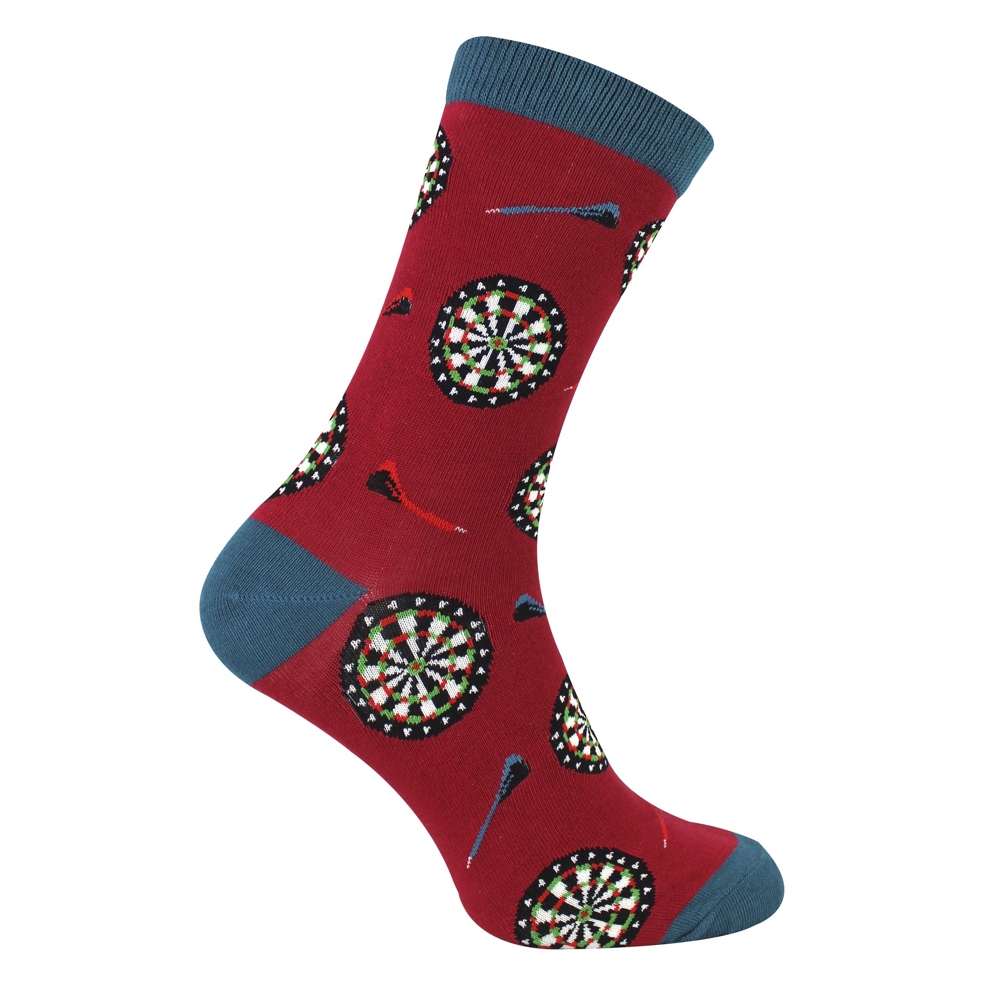Mr Sparrow - Novelty Dart Boards Socks for Men | Soft Bamboo Funky Patterned Socks | Gift Idea (6-11, Red)