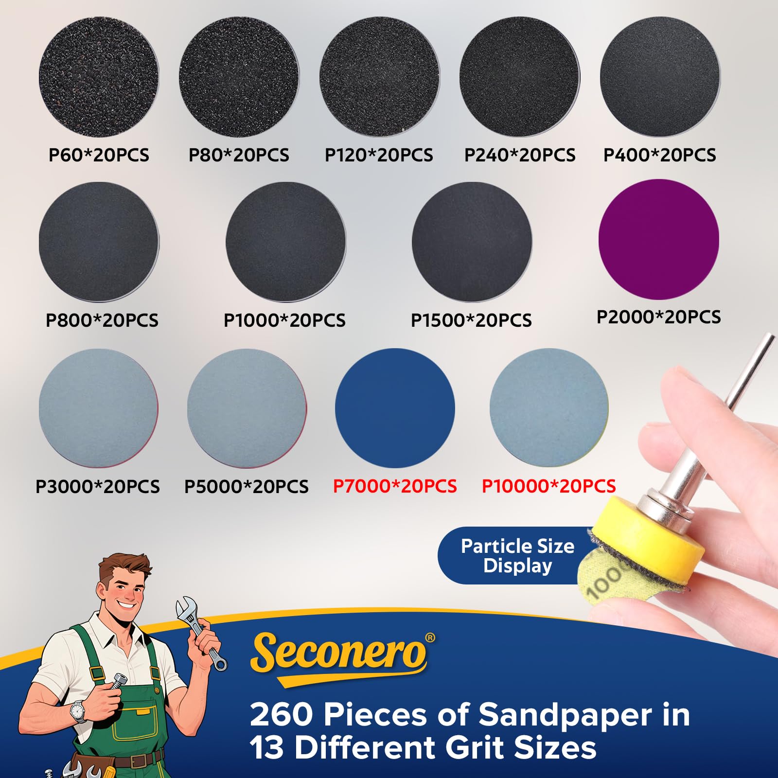 Seconero 297 Pcs 25mm Wet and Dry Sanding Discs and Drum Sander Set - Image 2