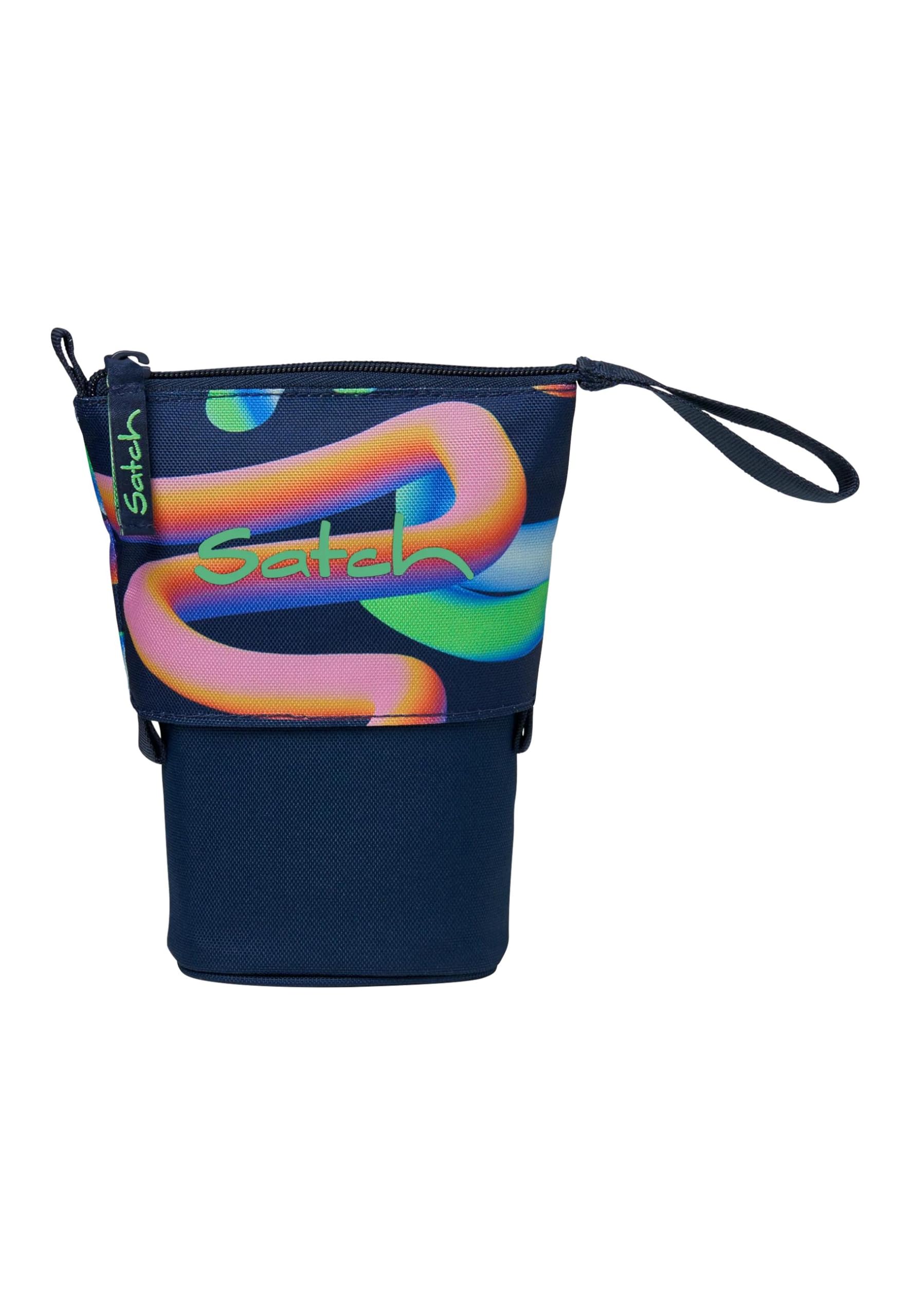Satch Pencil Slider Federmäppchen Stiftehalter zum Stehen 3 Innenfächer Geheimfach Recycelte Materialien Crazy Twist - Dunkelblau