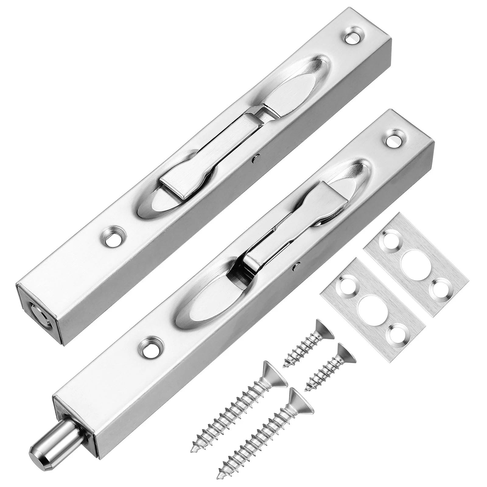 Flush Bolt for Double Door Stainless Steel Flush Bolt for Double Door Hidden Slide Latch Security Hardware French Lock Level(2Sets)