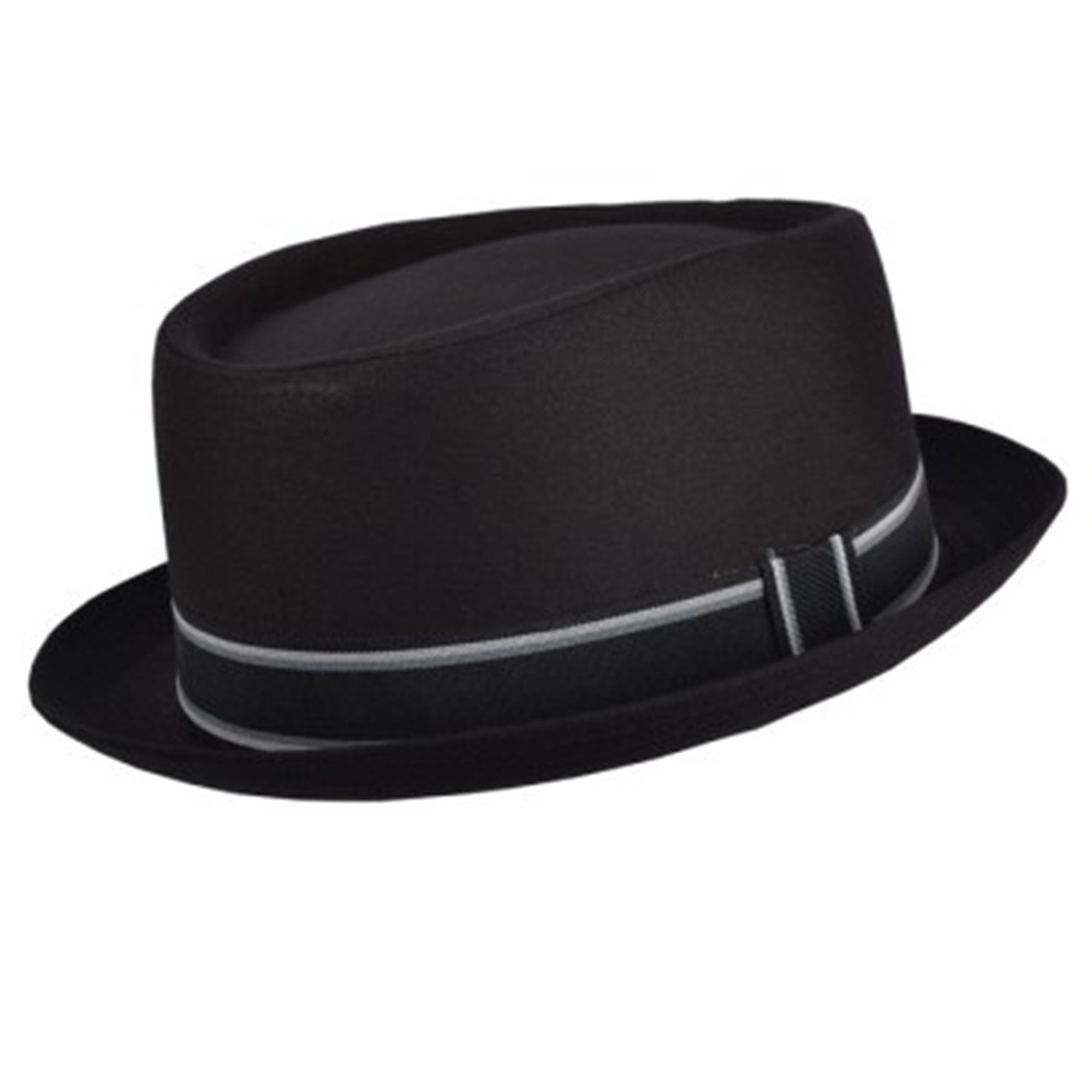 Maz Unisex Black Cotton Blend Pork Pie Hat With Stripey Band (M/L(59Cm), )