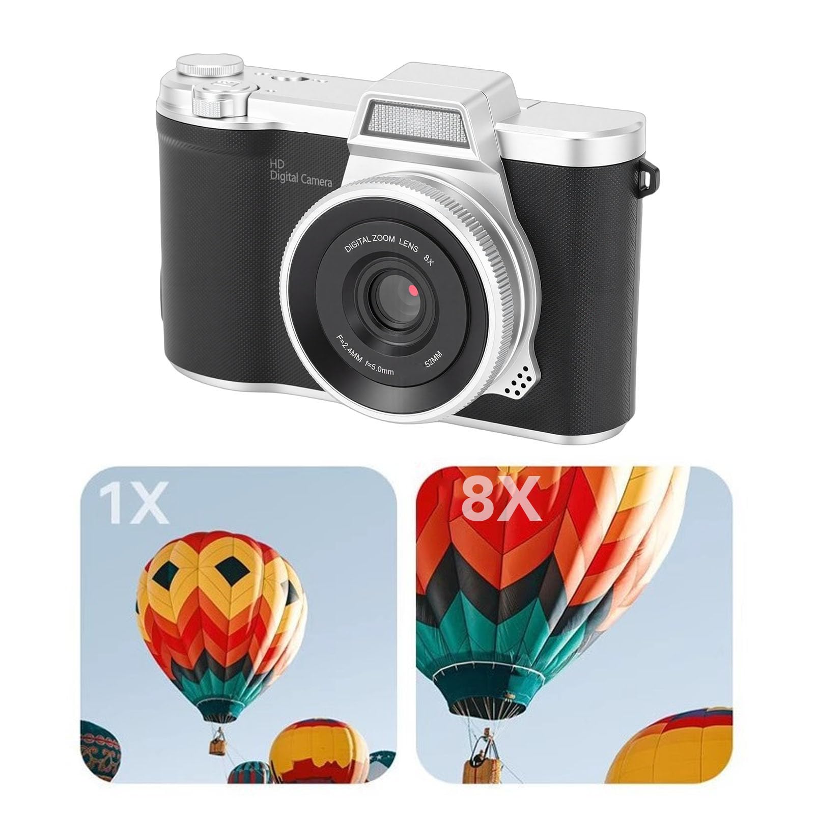 Sxhlseller Cámara Digital de 48MP 1080P, Cámara de Vlogging Compacta con Zoom Digital de 8X y Enfoque Automático, Pantalla Abatible de 2,4 Pulgadas, de Youtube para Principiantes en (Black)