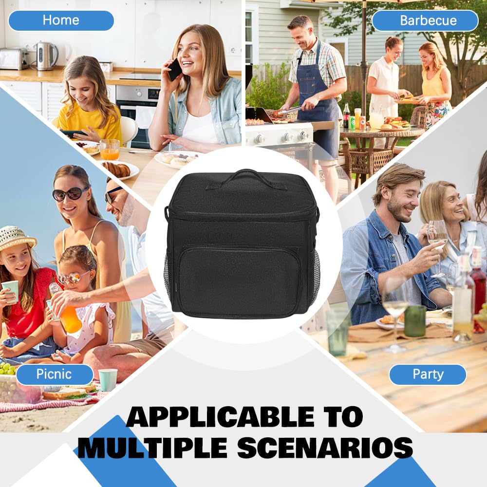 Borsa Isotermica Porta Pranzo Frigo da Campeggio Pieghevole Piccola Picnic (schwarz)