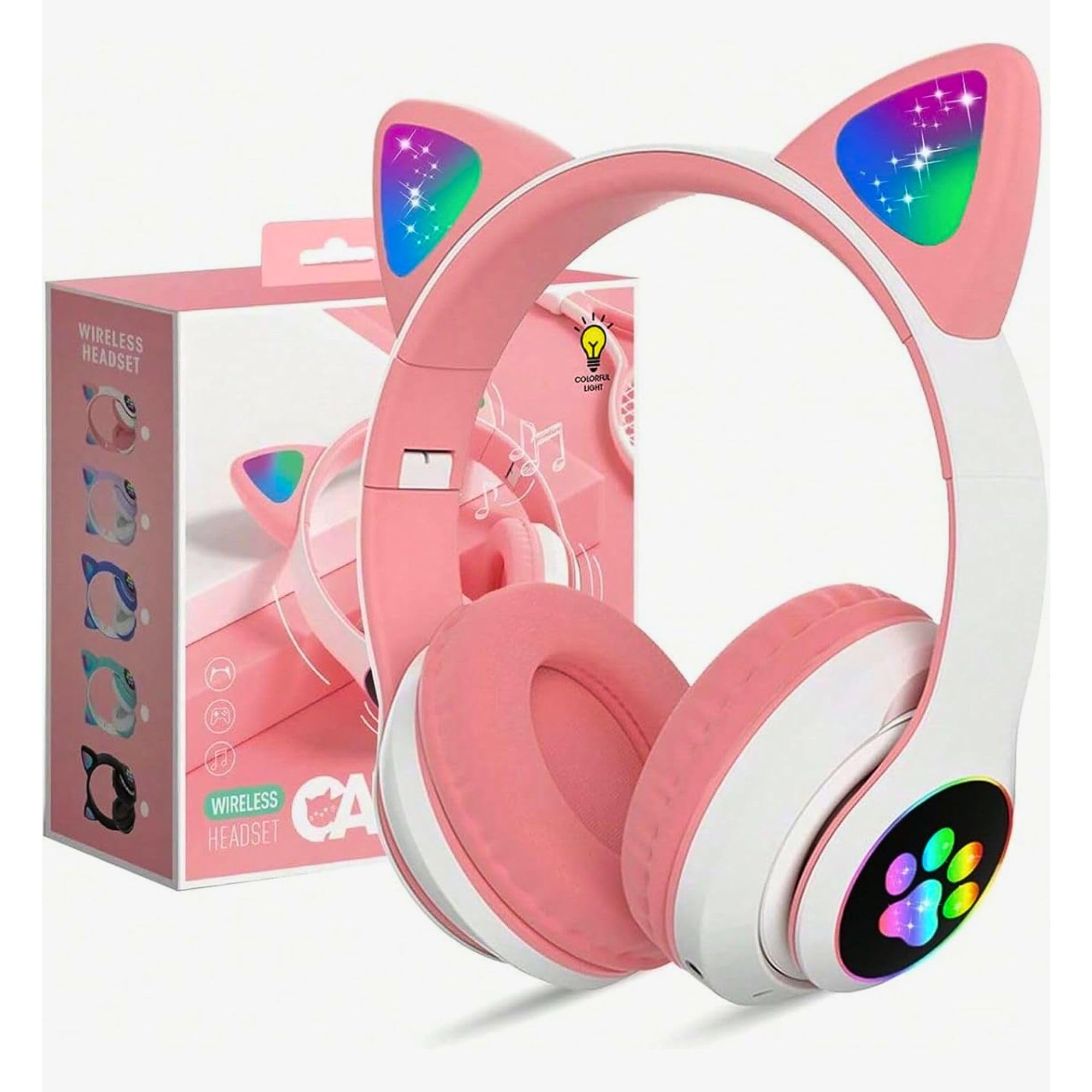 TRIDEO Wireless Bluetooth Cat Ear Headphones with LED Light & Paw Print Design | Foldable Over-Ear Headset with Mic, Stereo Sound, Adjustable Headband – for Kids, Teens & Adults-image-34