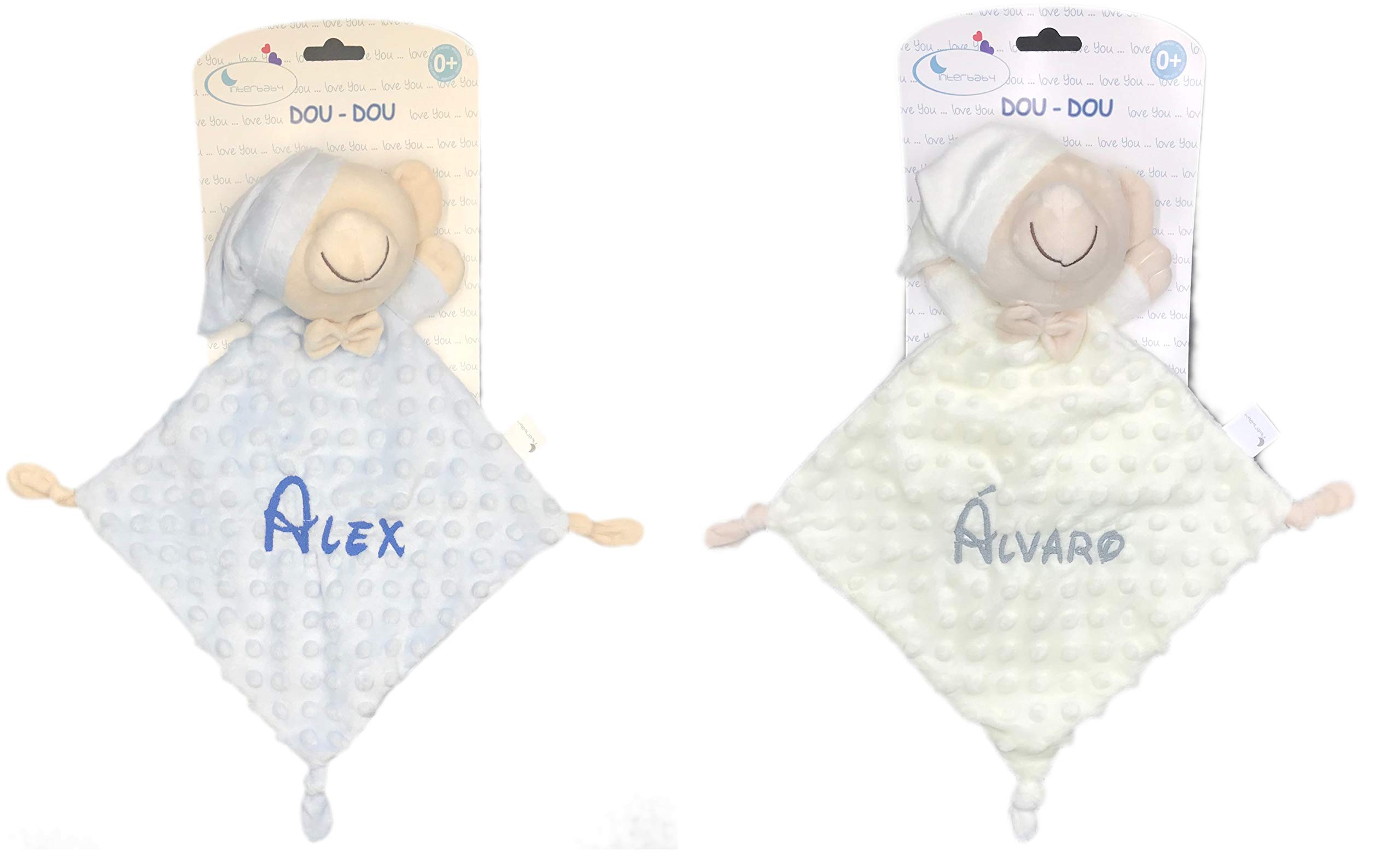 mibebestore Doudou Bebe Personalizado con Nombre Bordado Recien Nacido Dou Dou para Dormir Muñeco de Apego Regalo Personalizado Accesorio Infantil Baby Shower Bautizo Guardería Niño Niña