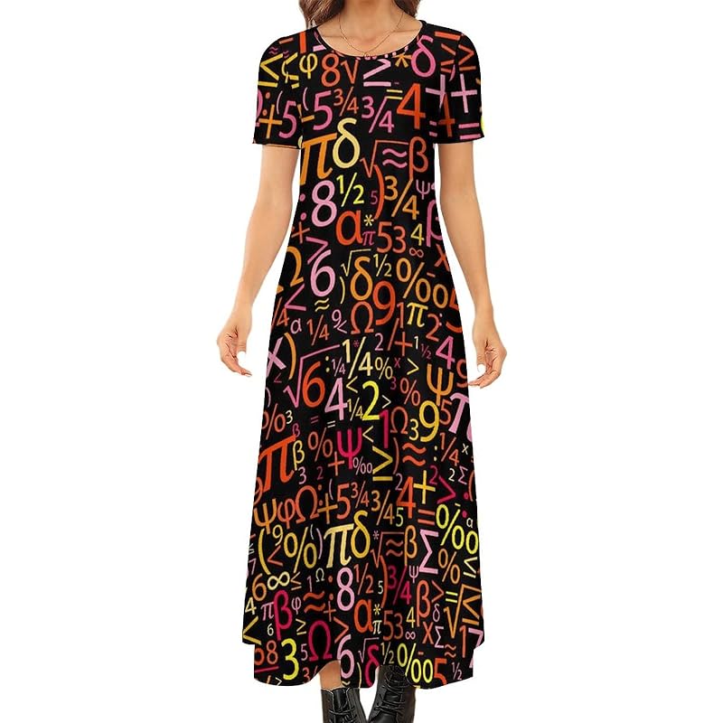 レディース 深緑 ふかみどり カラフルな数字 レディース 半袖 ワンピース ロン グ丈 ゆったり マキシワンピース カジュアル リゾート Sg3bqq2u1s Haivang1855 Com