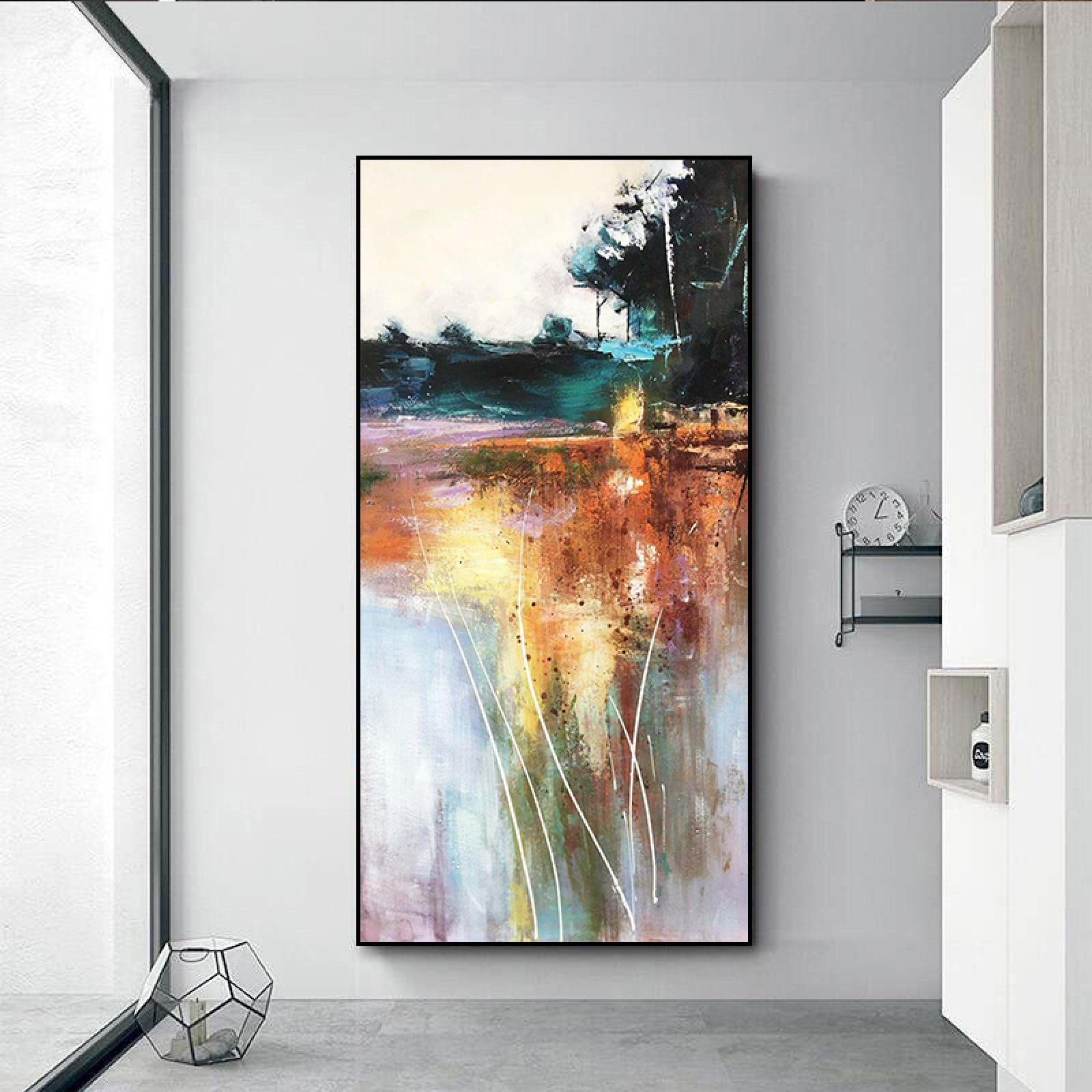 ZHMANLUCK Abstract Canvas Pictures For Wall Large Landscape Oil Painting Living Room Decoration Painting Bedroom Dining Room Villa Painting 85x170cm/(34x68inch) with-Black-Frame