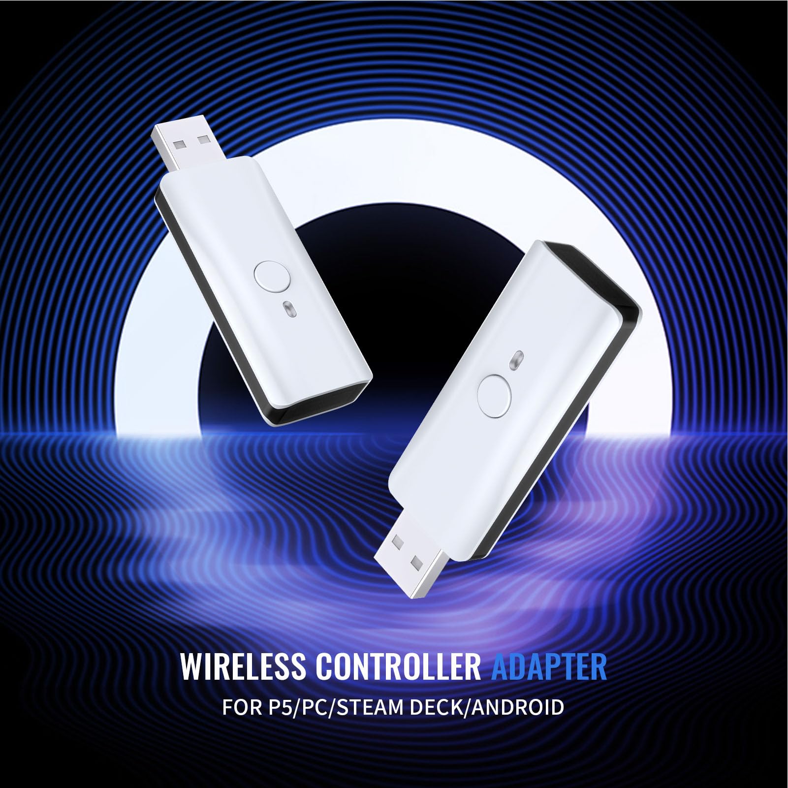 Naroote Adattatore Controller Wireless, Convertitore Adattatore Controller Wireless USB, Bluetooth V5.3 con Plug and Play, Ideale per, PC e Console di Gioco (WHITE)