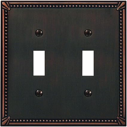 Jackson Deerfield 3002AZ Imperial Bead Antique Double Toggle Wall Plate, Bronze