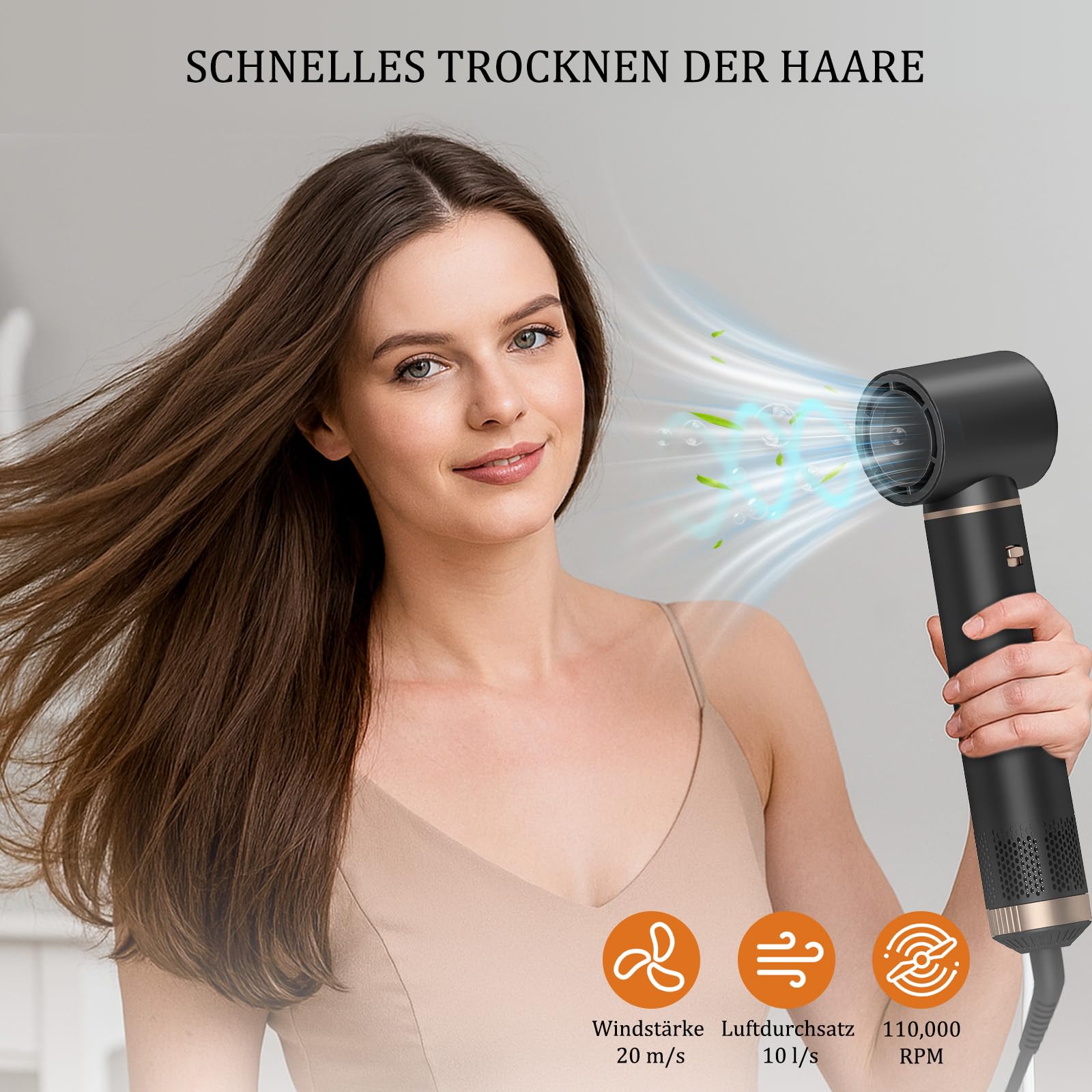 Airstyler 5 in 1 Hairstyler Haarstyler, Föhnbürste mit haartrockner für Frauen, Warmluftbürste Airstyler mit Föhn, Glätten, Lockenstab Automatisch, Haarglätter, Rundbürstenföhn, Ionen Air Styler