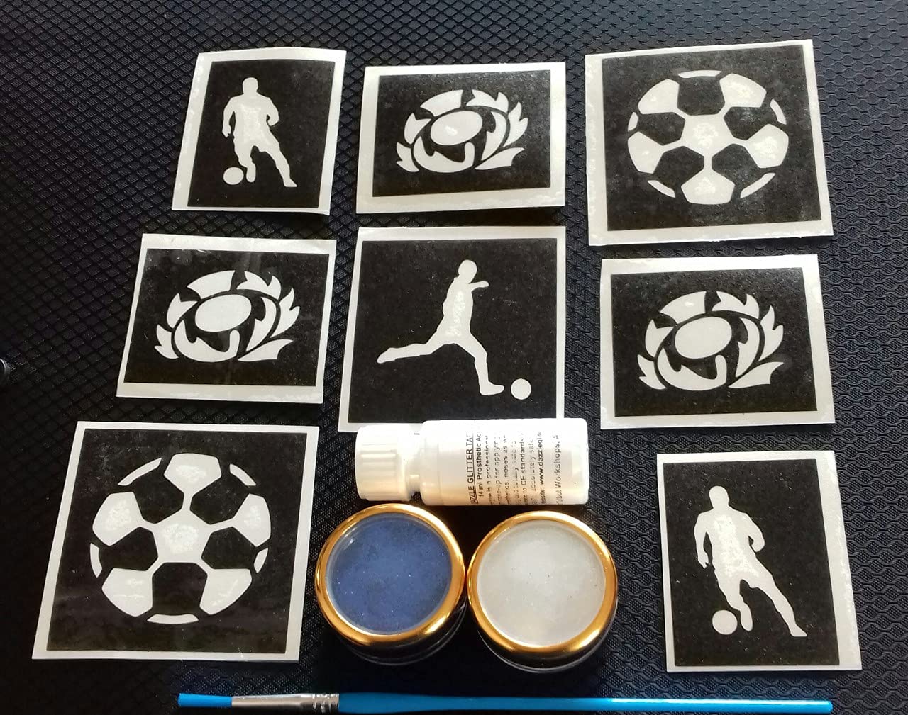 Scotland football glitter tattoo set incl. 30 stencils + glitter + glue Scottish Internationals