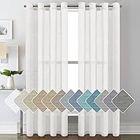 Vista 34 de H.VERESAILTEX - Cortinas de lino natural mezclado con 2 paneles semi transparentes de lino texturizado para sala de estar/dormitorio filtrado