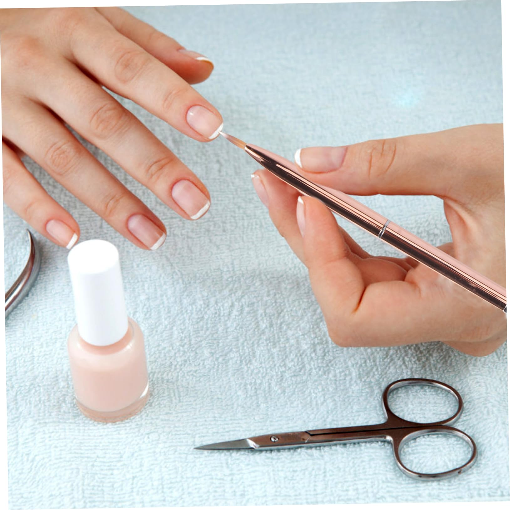 minkissy 2 Pezzi 9 Pezzi Set di pennelli per manicure con penna a penna per multifunzionale a testa intercambiabile pennello per strisce per unghie fodera per unghie oro rosa