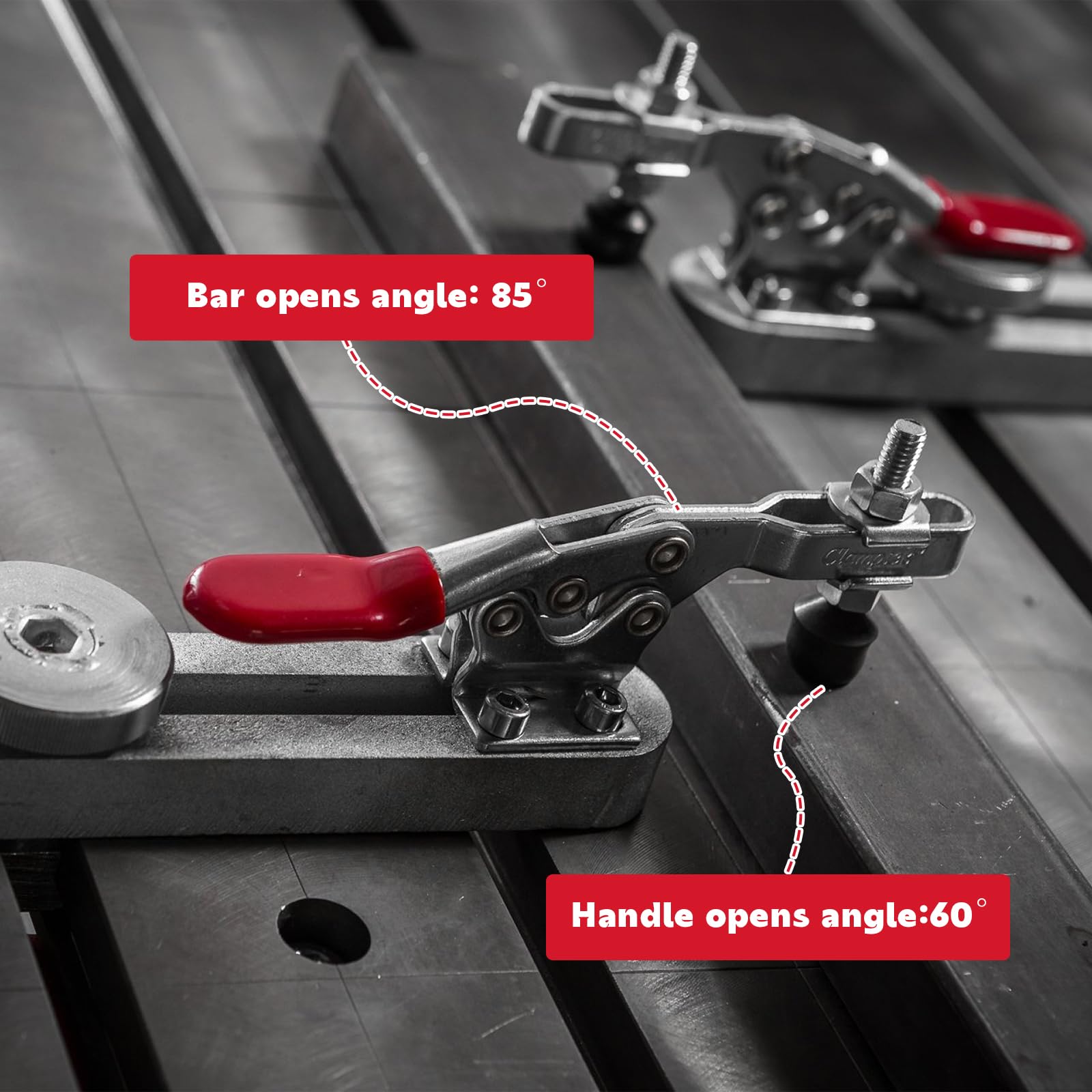 4 pièces Pince à Bascule à Dégagement Rapide GH-201B,Pince à Bascule Horizontale en Métal, Capacité de 90 kg/198 lb, Outils à Main Verticaux pour Produits Faits à la Main