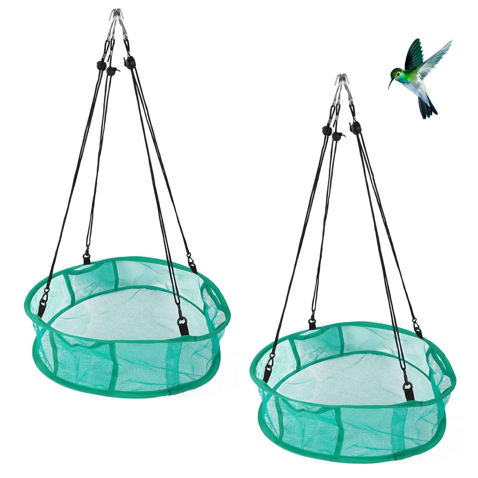 2pcs Bird Feeder Trays, 16in/41.5cm Diameter Hanging Platform Bird Seed Feeder Mesh Tray with Lanyards Windproof Design for Outdoor Yard Backyard Garden & Lawn Use