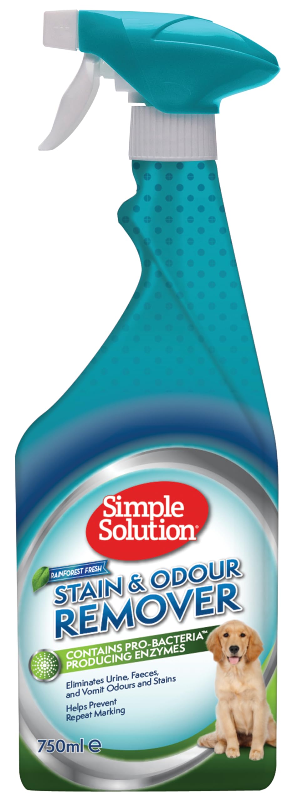 Simple SolutionPet Stain and Odour Remover, Enzymatic Cleaner with Pro-Bacteria Cleaning Power- Rainforest Fresh 750ml