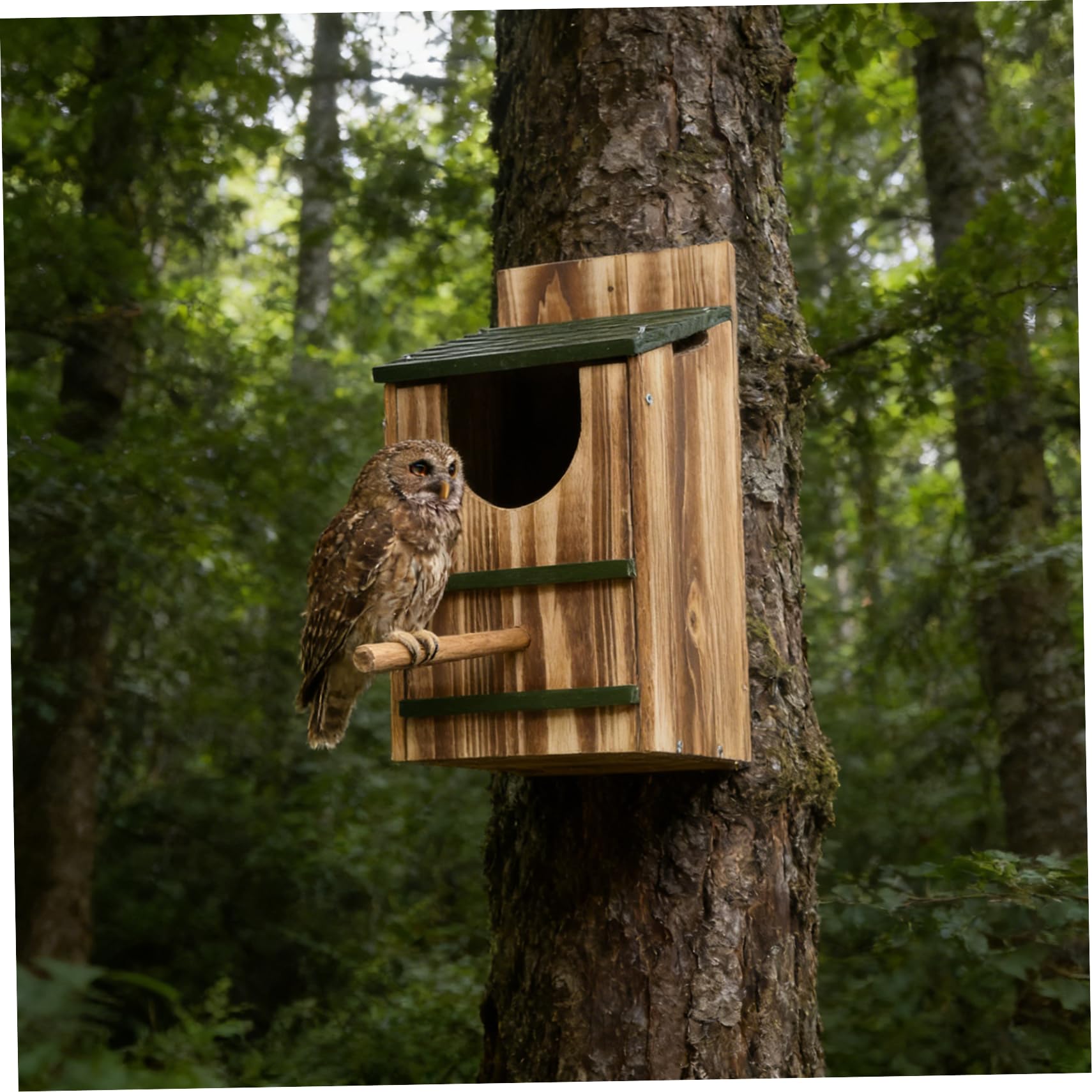 Casa para búhos, Casas de Madera para pájaros para Exteriores, Caja Nido para búhos con Poste de pie, Requiere fácil Montaje