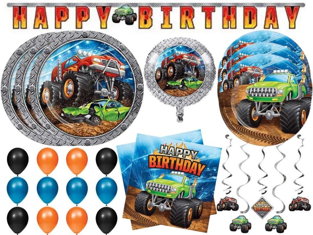 Excellent Monster Truck Rally Demolition Derby Set Supplies Birthday Party Excellent Monster Truck Rally Demolition Derby Set Supplies Birthday Party