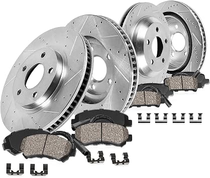 Callahan Brake Parts Front and Rear Brake Kit For BMW 535d 2014-16 |535d xDrive 2014-16 |535i 2011-16 - Drilled & Slotted Disc Rotors with Ceramic Brake Pads + Sensors & Hardware, EBYK028883