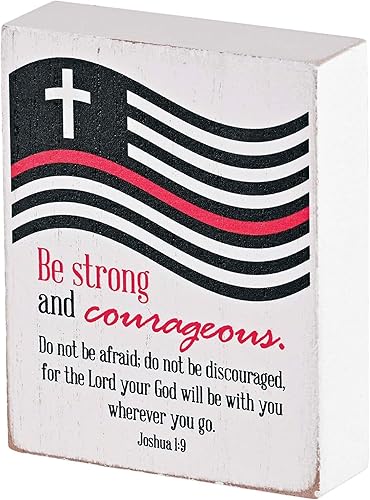 Dicksons TPLK34-324 Firefighter Strong And Courageous - Placa decorativa de tablero de pared MDF de 3 x 4 pulgadas