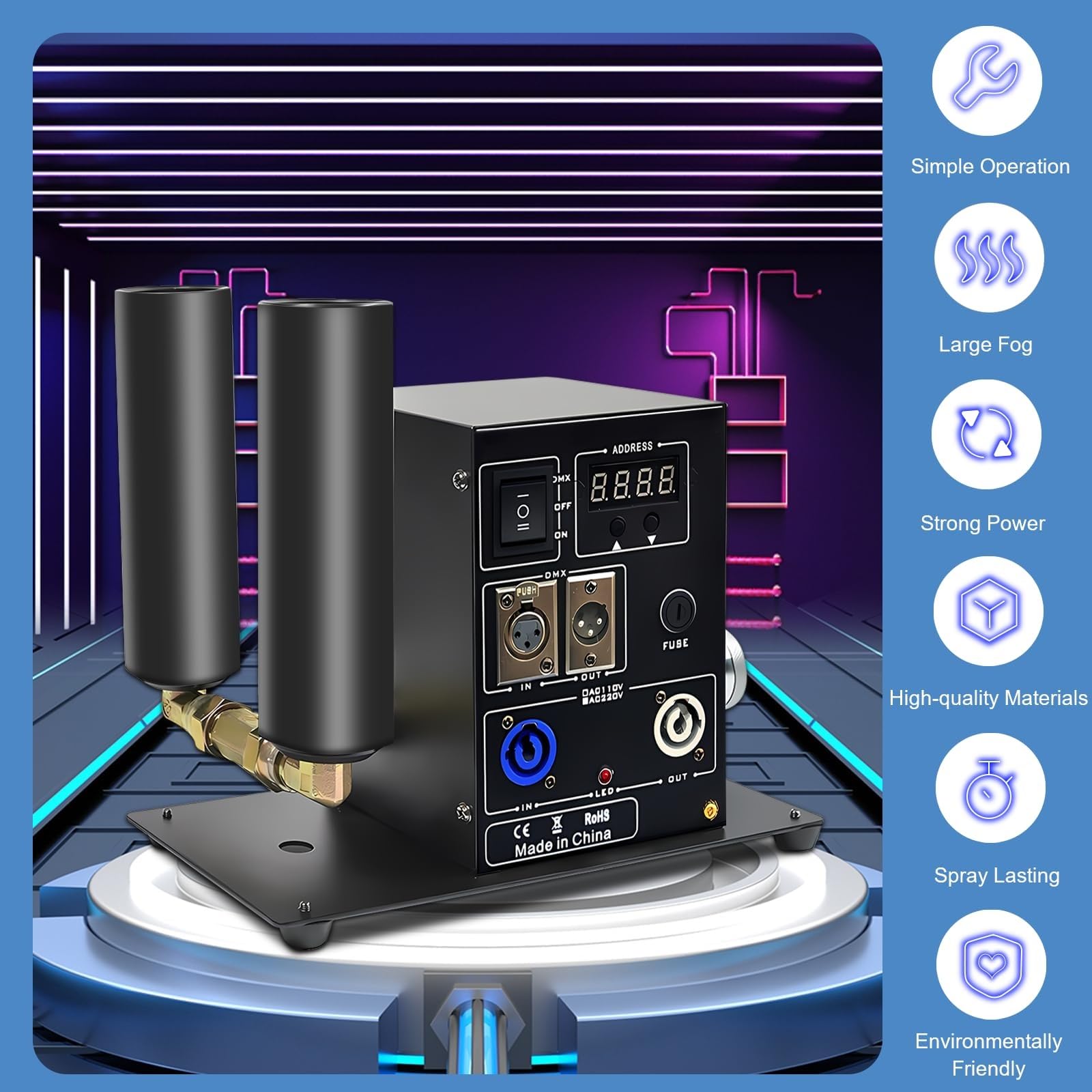 Doppelrohr CO2-Jet Machine Nebelmaschine,Professionelle Gas Nebelmaschine CO2 mit 6m-Schlauch,Einstellbarem Winkel und 5–6 m Strahlhöhe für DJ-Konzerte,Partys,Geburtstage und Hochzeiten