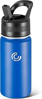 14 Oz Kids Water Bottle, Stainless Steel Water Bottle with Straws, Leak-Proof, BPA-Free, Insulated Water Bottles for School Boys & Girls|Blue
