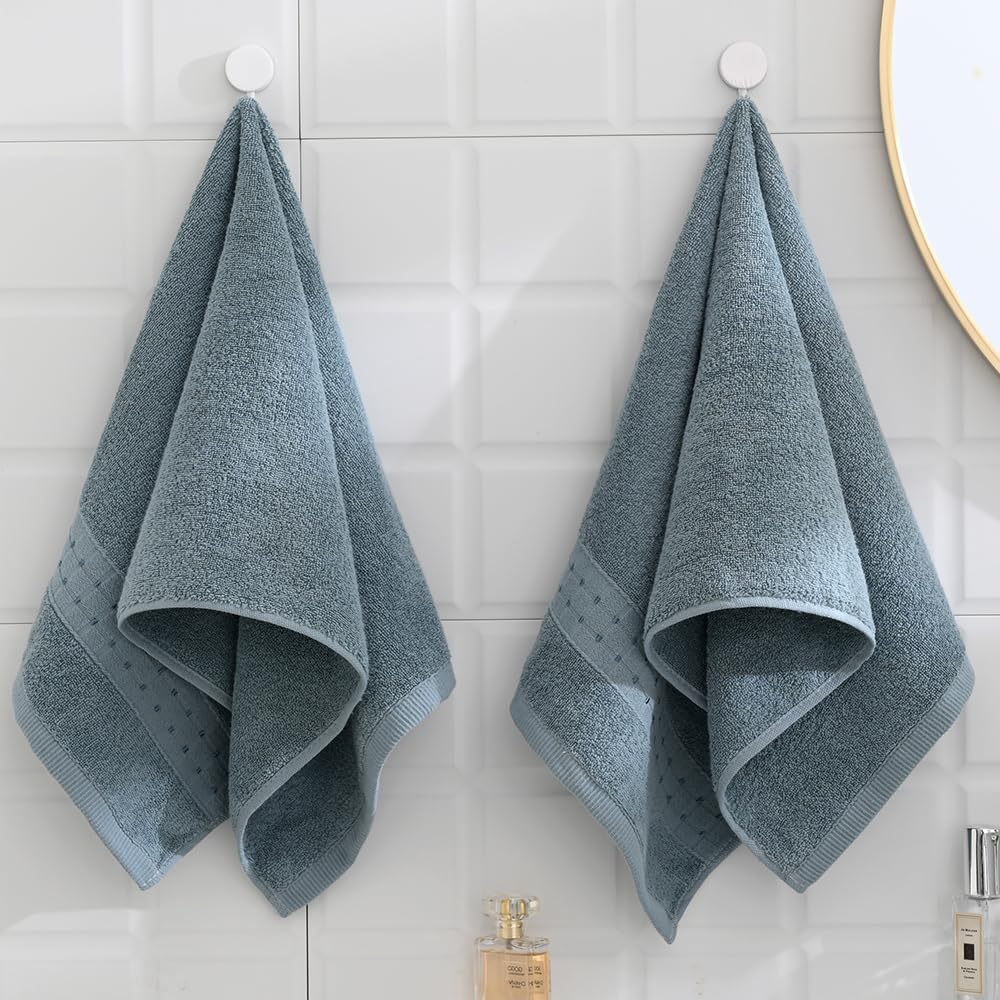 sense gnosis 100% Cotton Green Hand Towels Absorbent Super Soft Face Towels Lint Free Checkered Bath Hand Towels for Bathroom Travel Yogo Sport Spa (2 Pack,13"x 29") - Image 4