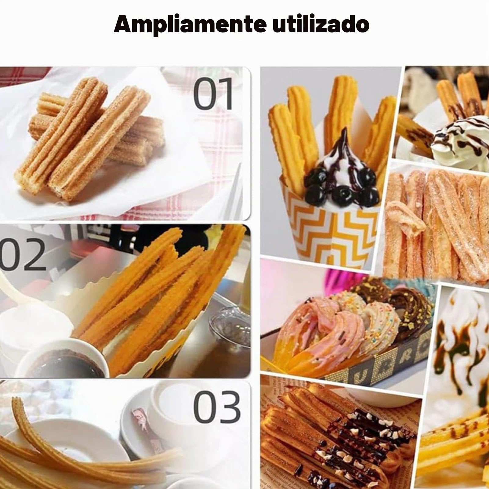 Máquina para hacer churros manual, comercial 2L 3L Máquina para hacer churreras españolas manuales con 5 tipos de moldes, Máquina para hacer churreras españolas verticales de acero inoxidable ,2L