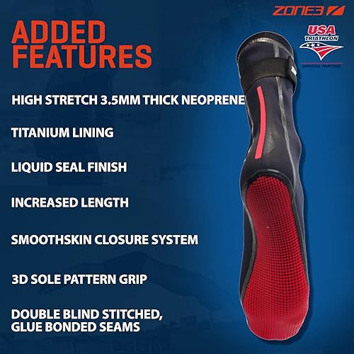 Miniatura 3 de ZONE3 Neoprene Heat-Tech Warmth Swim Socks for MenWomen Open Water Swimming, Diving, Snokeling Thermal Wetsuit Socks