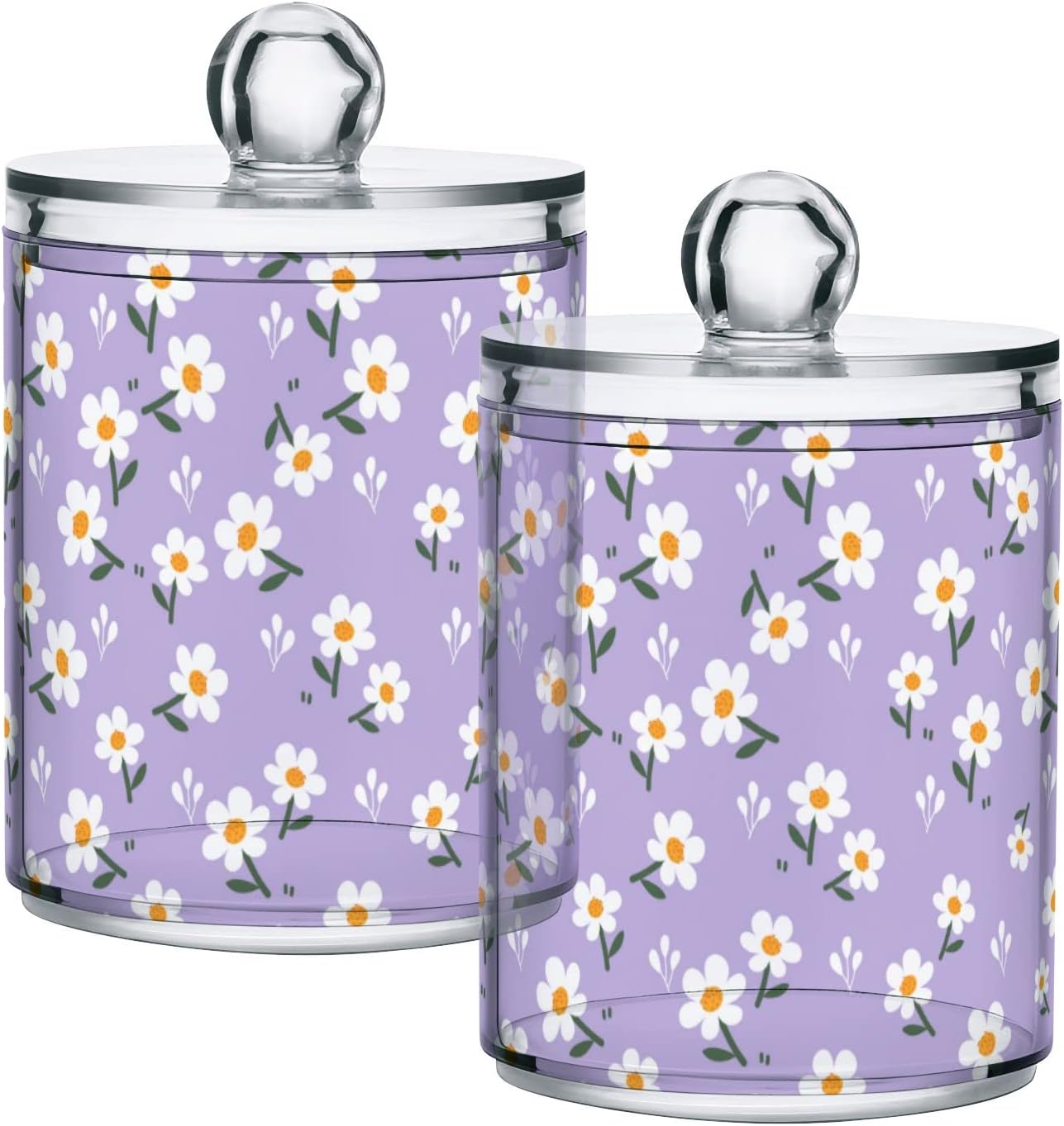 MNSRUU 2 Pack Qtip Holder Organizer Dispenser Floral Purple