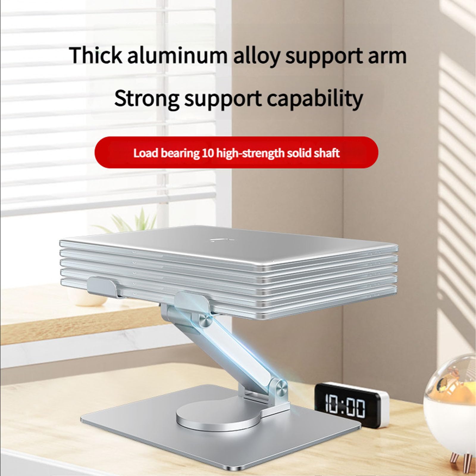 Supporto per laptop ergonomico rotante Struttura in alluminio pieghevole Hub espansione integrato Altezza regolabile Design portatile per tablet notebook Supporto per laptop portatile con hub