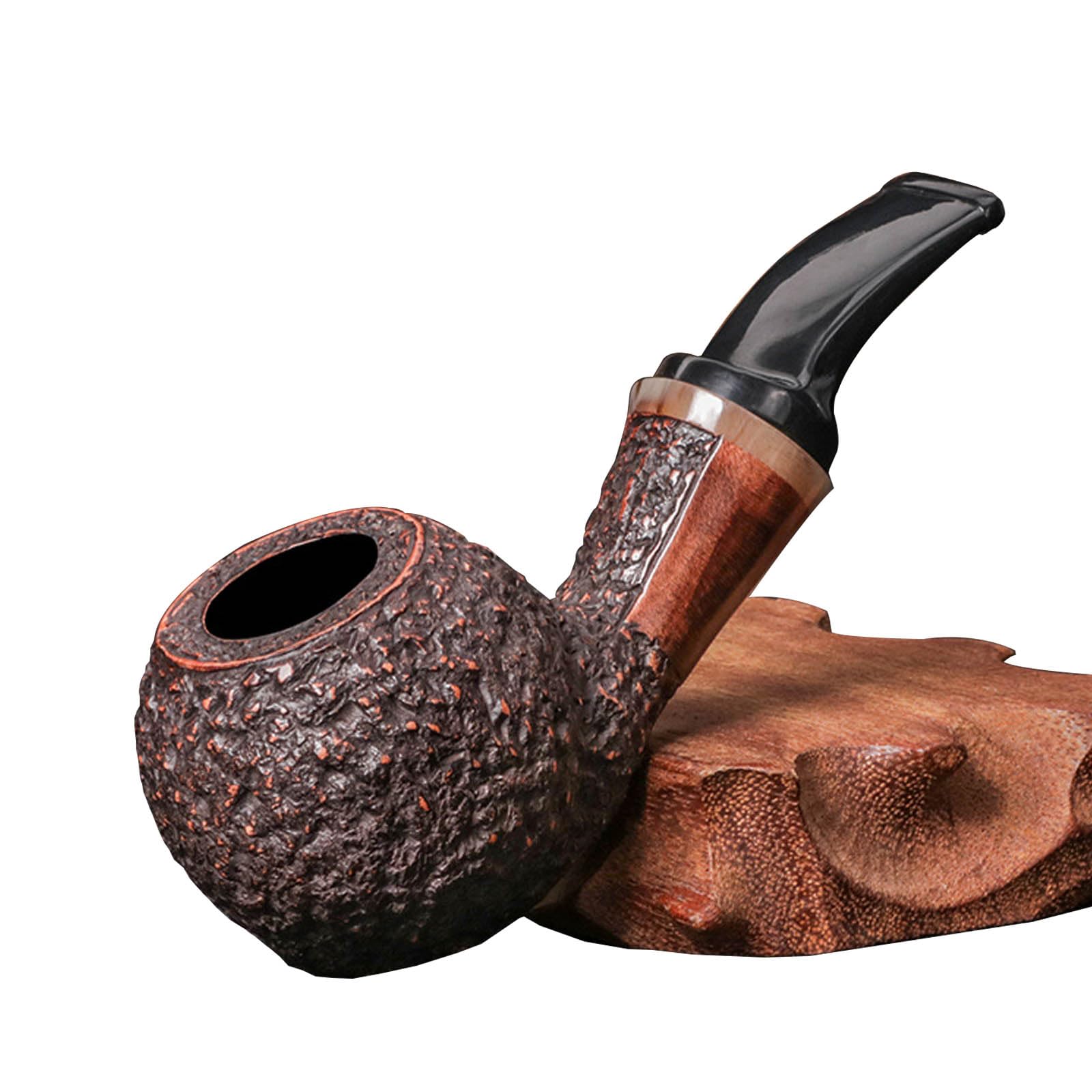 Handmade Tobacco Pipe, Wooden Tobacco Smoking Pipe from Briar Root with Smooth/Engraving Surface Easy to Clean Comes with Pouch Smoking Pipe A(B)