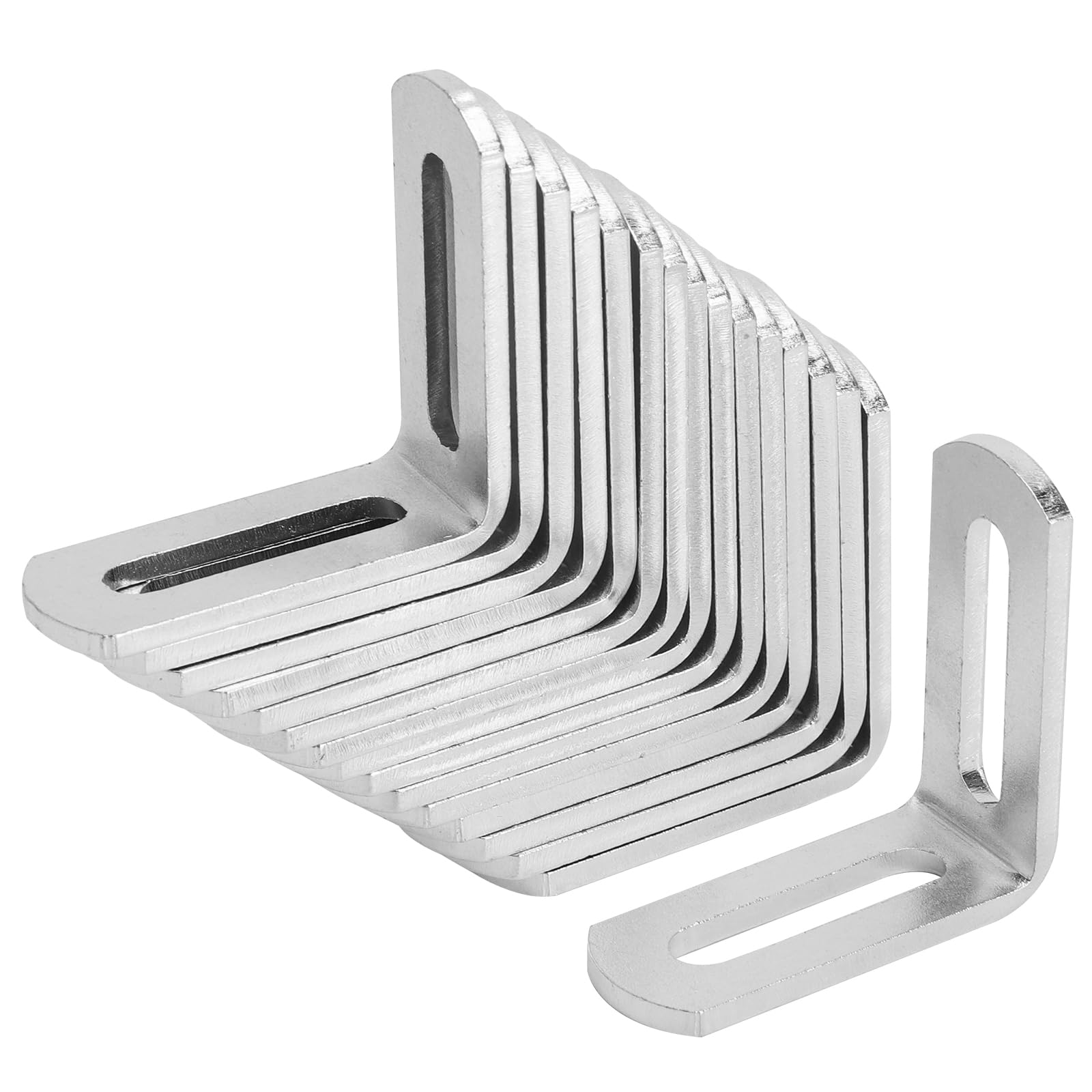 Staffa a L, angolare regolabile in acciaio zincato 49 x 49 mm Set di angolari in metallo da 16 pezzi spessore 2,8 mm, foro 6,7 mm Ideale per mobili bricolage scaffali aree esterne