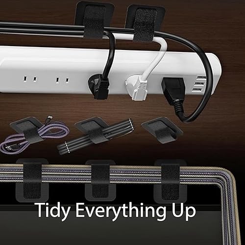 Miniatura 6 de 50 unidades por paquete, correas autoadhesivas de gancho y bucle, bridas de gancho y bucle, organizador de cables con parte trasera adhesiva, clip