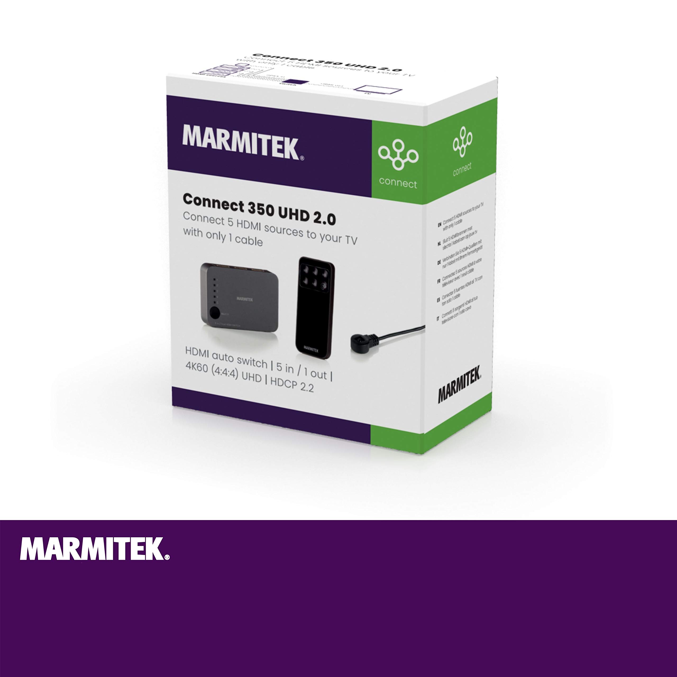 Marmitek Connect 350 UHD 2.0 - Switch HDMI 4K60 5 entrées 1 Sortie HDR