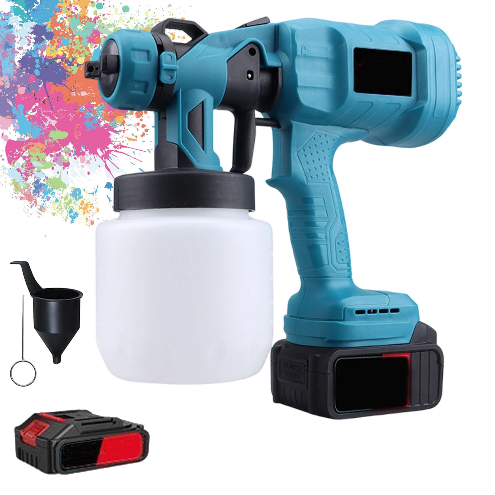 P70 Pro | Pistolet De Peinture Professionnel À Batterie, 800ml DIY Pistolet A Peinture sans Fil, Pulvérisateurs De Peinture Portable avec Débit Réglable pour Mur, Bois (Une Batterie, 5 Piles)