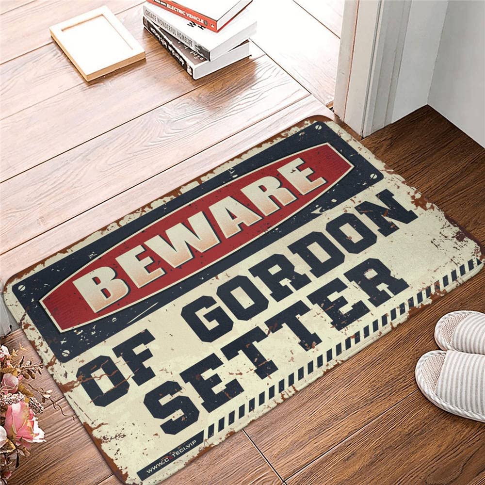 Wewnętrzna mata pod drzwi wejściowe 'Beware of Gordon' Setter dywanik mata powitalna do drzwi wejściowych i zewnętrznych wycieraczki zabawna (65 x 90 cm)